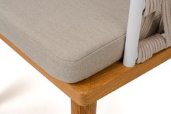 "Диего" стул плетеный из роупа, основание дуб каркас из стали белый муар, роуп бежевый круглый, ткань бежевая 052