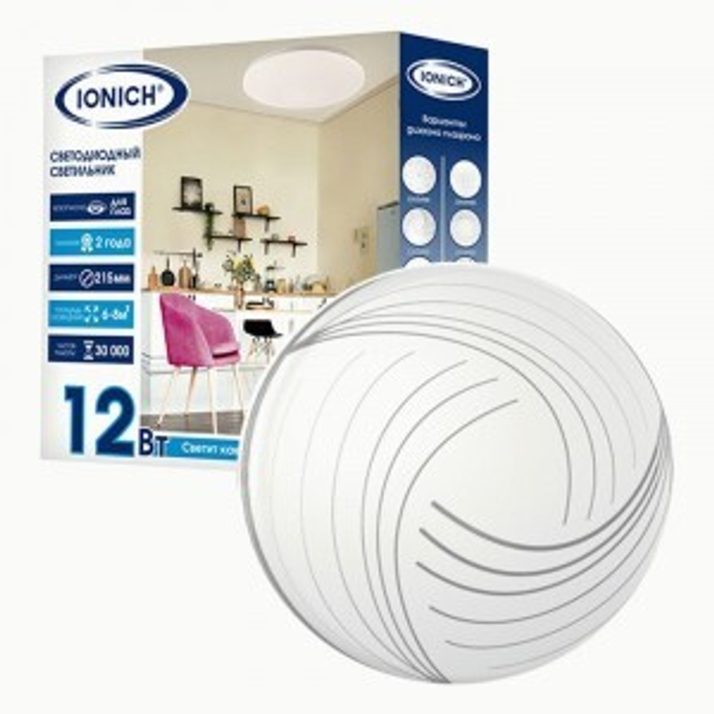 IONICH св-к св/д декоративный 12W(850lm) 6500K 6K 215x50 IP20 серия 2218 "Венера" 1689