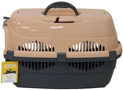 Моськи-Авоськи Переноска пластиковая с металлической дверцей 44х29х27,5 см (до 9 кг), цвет серо-песочный