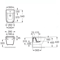 Биде подвесное Roca Gap 357475000 схема