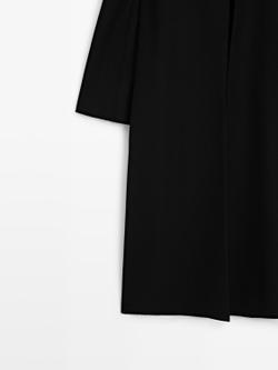 Massimo Dutti Длинное пальто с воротником-стойкой, черный