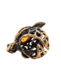 AM-2514 Кольцо «Черепаха Ажурная» (латунь, янтарь)
