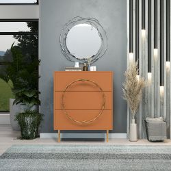 Комод Арт Колор matte Стайл Голд с 3 ящиками Томленый оранжевый матовый