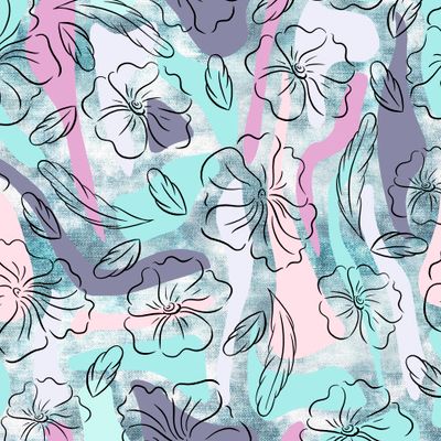 Цветочный принт на джинсовом фоне