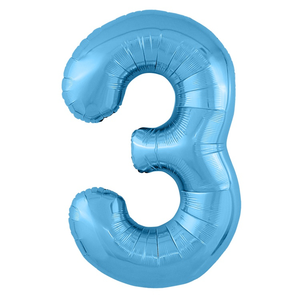 Шар фольгированный Цифра 3 101 см (Голубой)