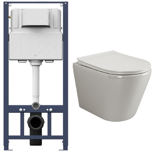 Комплект подвесной безободковый унитаз Ceramica Nova HighLight Rimless CN1804 с ультра-тонким сиденьем SoftClose + инсталляция Am.Pm Pro I012704