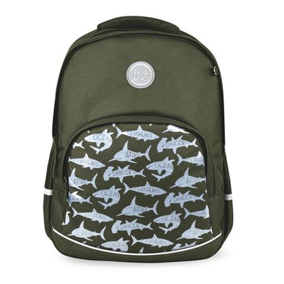 Рюкзак школьный АКУЛЫ (30х40х19 см, полиэстер, высокая печать, люминесцентный принт, резиновая нашив
