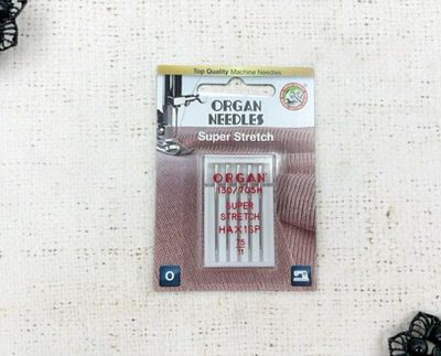 Иглы для бытовых машин ORGAN, супер стрейч №75, 5 игл