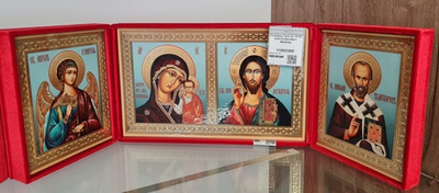 Складень барх.тр. 16*28 Ангел Хранитель-Спаситель-Казанская БМ-Николай Чудотворец №3 (Ков) 11003365