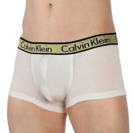 Мужские трусы боксеры белые с золотистой резинкой Calvin Klein Boxer One (Модал)