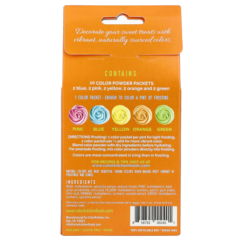 ColorKitchen, Пищевые красители от природы, многоцветные, 10 цветных пакетиков по 3 г (0,11 унции)