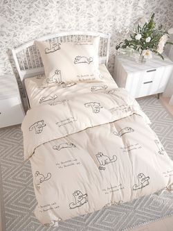 Постельное белье Сказка "Котики Грей" 1,5-сп Наволочка 70х70 см 1 шт Простынь на резинке 90х200 см Пододеяльник 145х215 см, перкаль