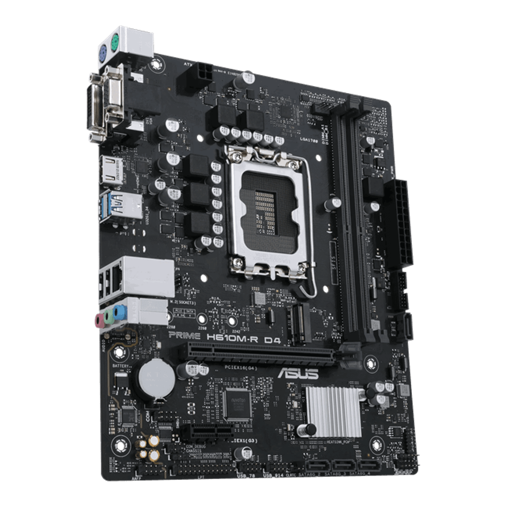 Материнская плата ASUS PRIME  H610M-R D4-SI, LGA1700 2xDDR4 4xSATA3 M.2 1xD-Sub 1xDVI 1xHDMI mATX