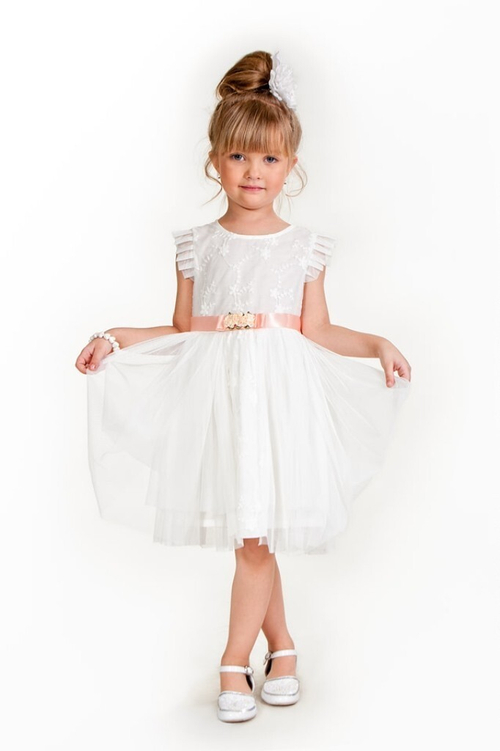 Платье для девочки с контрастным атласным пояском