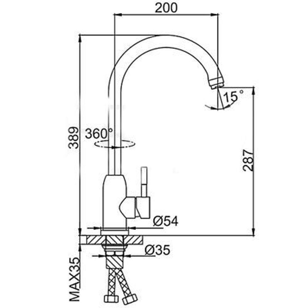 Смеситель Кухня FRUD 41052 шар d-35 (Сатин) на гайке, Китай