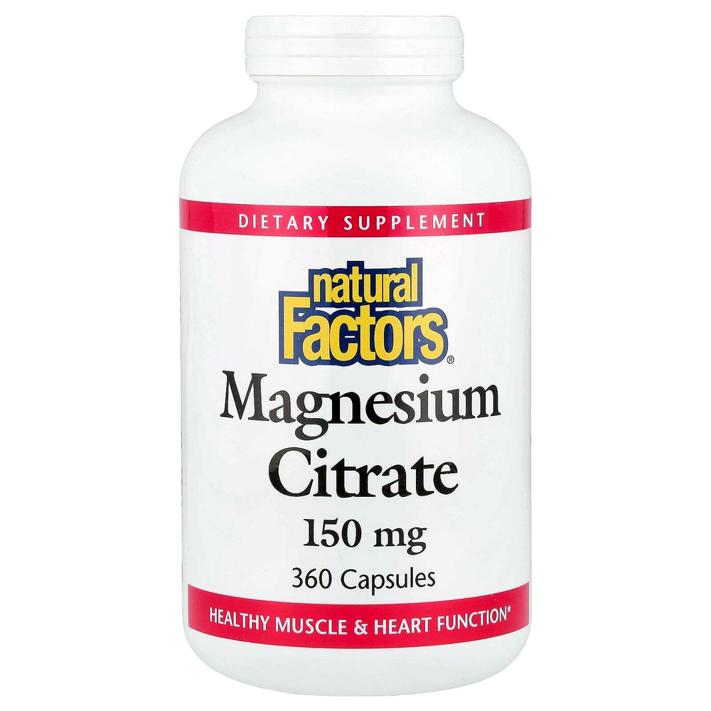 Natural Factors, цитрат магния, 150 мг, 360 капсул