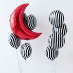 Шар (18"/46 см) Круг, В полоску, Черный/Белый