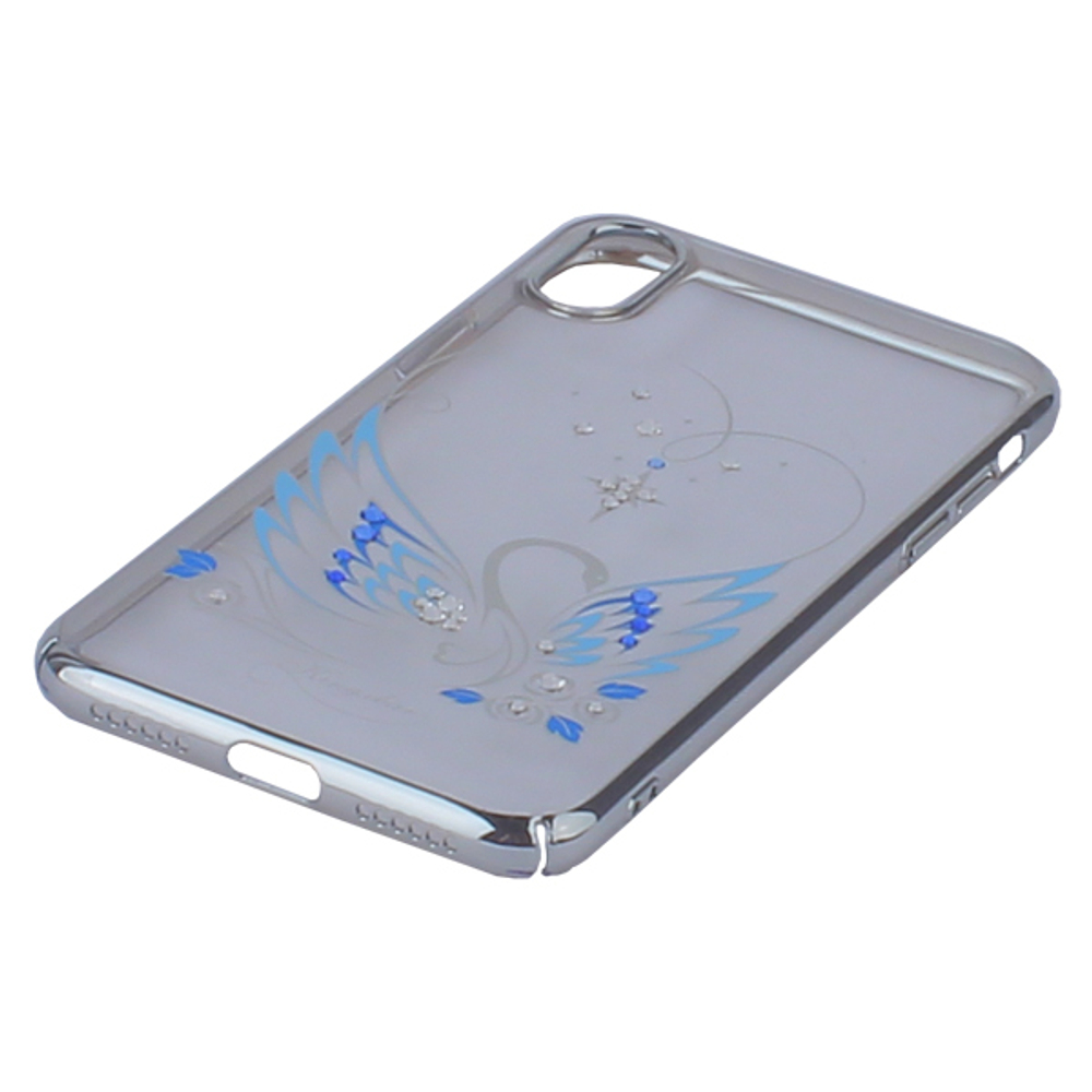 Чехол-накладка KINGXBAR для iPhone XS/ X (5.8&quot;) пластик со стразами Swarovski 49F Лебединая Любовь серебристый