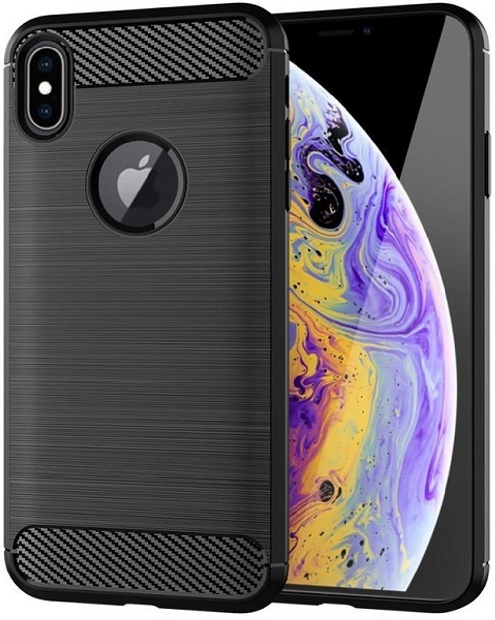 Чехол для iPhone XS цвет Black (черный), серия Carbon от Caseport