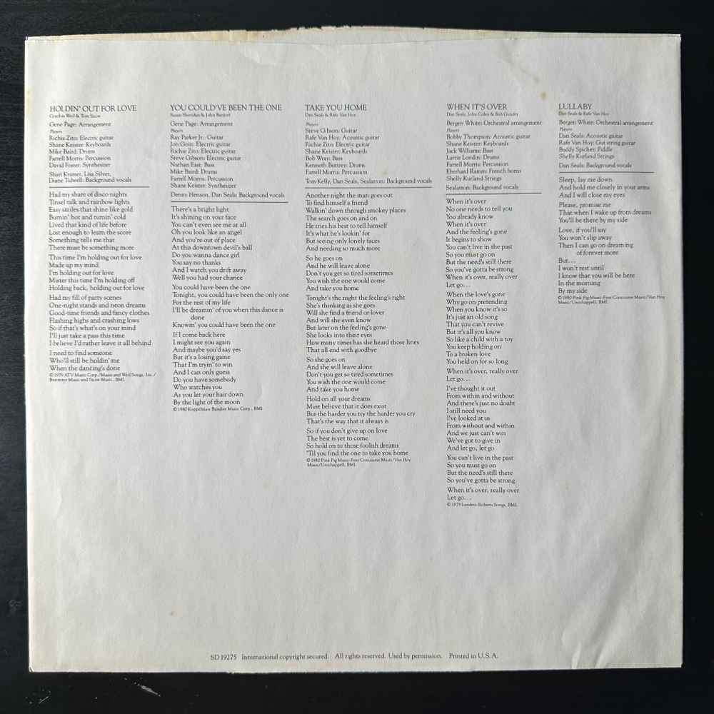England Dan Seals ‎– Stones (США 1980г.)