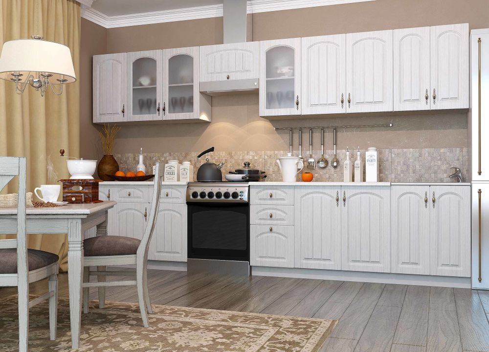 Модульный кухонный гарнитур «Монако» 3600 (сандал), ЛДСП/МДФ, ДСВ-Мебель