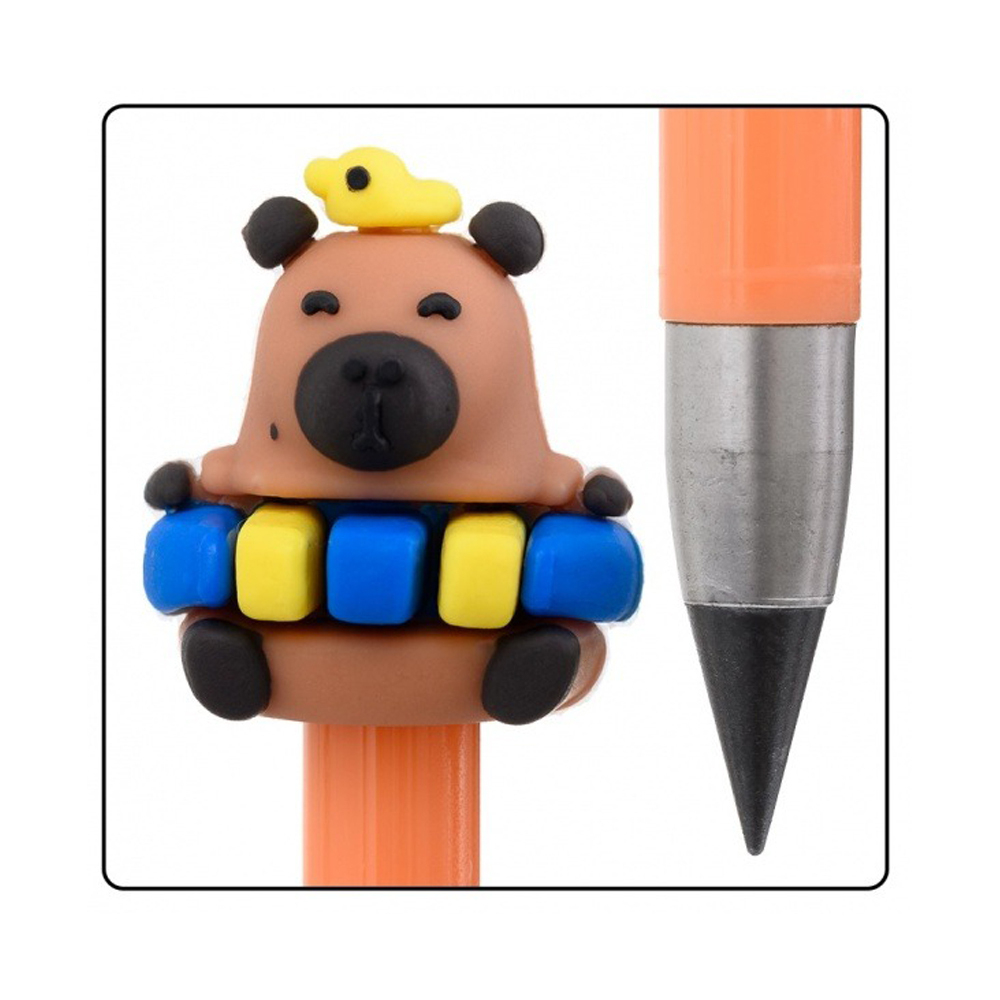 Карандаш вечный, чернографитный, Basir, серия "Капибара", с фигуркой на корпусе