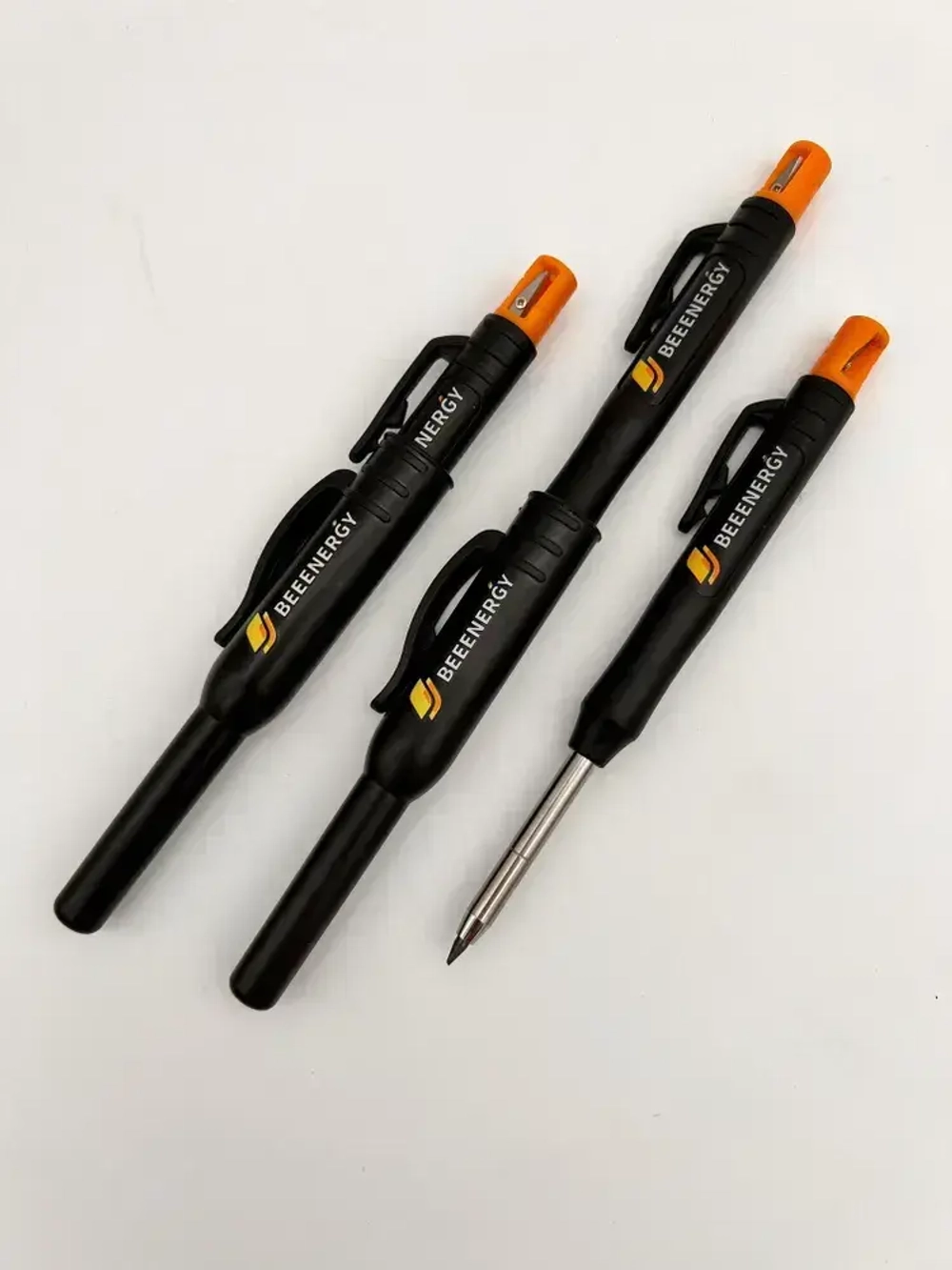 Карандаш строительный профессиональный BeeEnergy 120мм комплект грифелей 18шт Н и 12 шт 2В