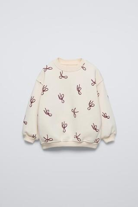 ZARA ТОЛСТОВКА С БАНТАМИ, ЭКРЮ/БЕЖЕВЫЙ