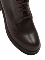 Женские кожаные шоколадные ботинки на шнуровке