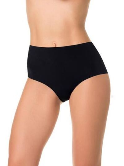 Высокие трусики из нейлона с лазерной обработкой краев (Размер: XXL) (Цвет: черный)