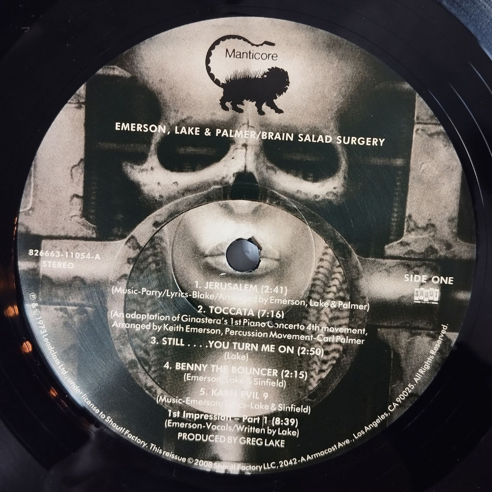 Винтажная виниловая пластинка LP Emerson, Lake and Palmer Brain Salad Surgery (USA 2008)