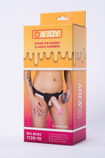 Страпон с реалистичной насадкой и вибрацией Onjoy Stap-on Unisex Classic Harness, Big Boss (10 режимов) (Цвет: телесный)