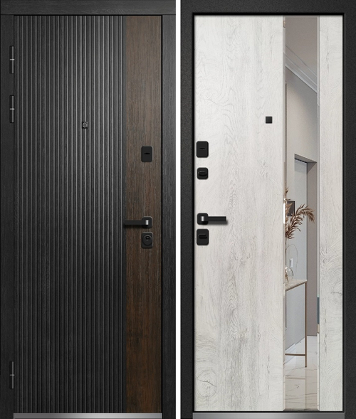 Входная дверь Ретвизан ОРФЕЙ 500 Секвойя блэк/Тиковое дерево - Лиственница Камчатская