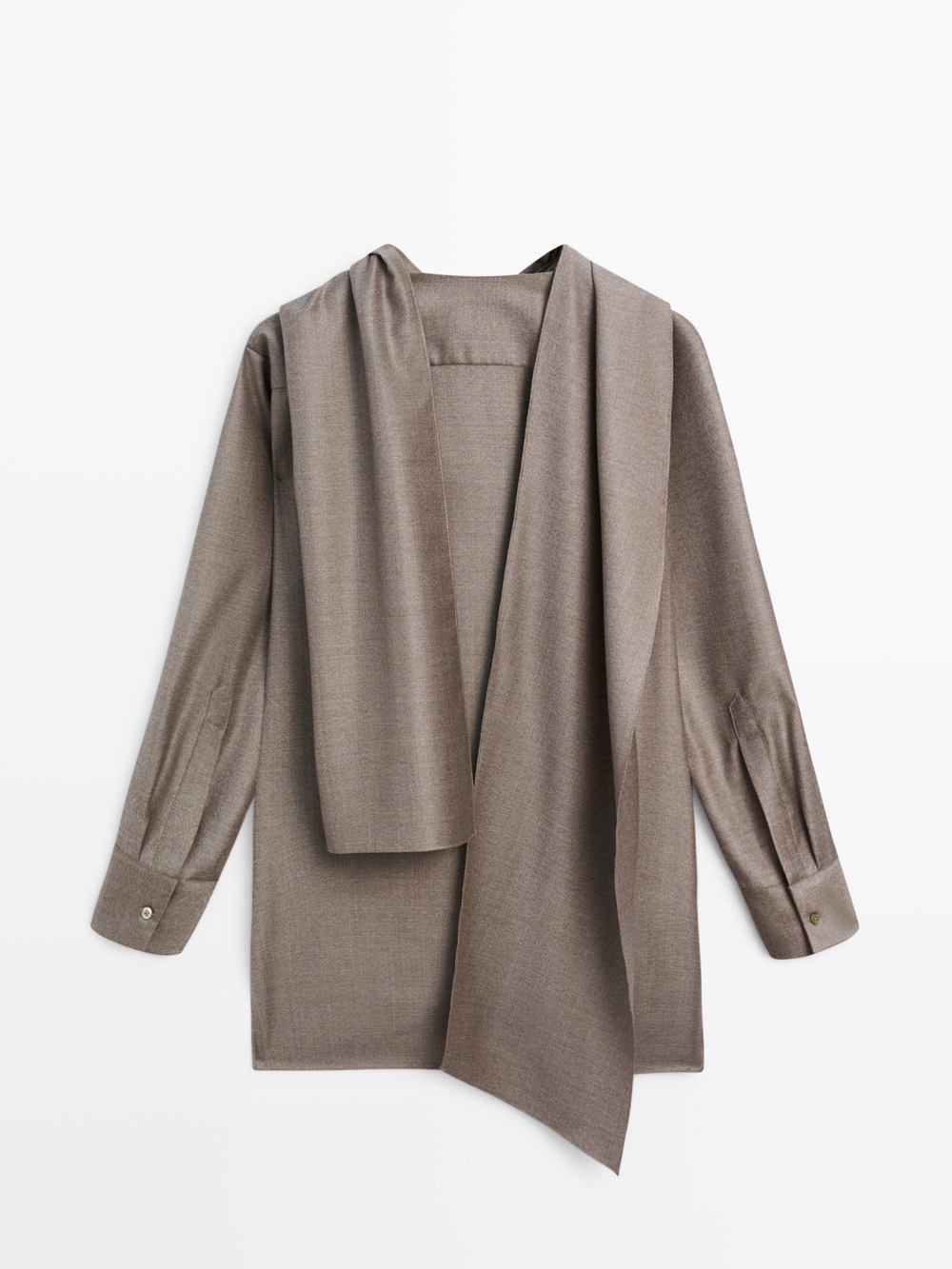 Massimo Dutti Блузка со шнуровкой на воротнике - Limited Edition, серый