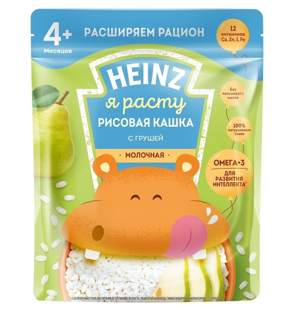 HEINZ Рисовая кашка Омега3 с молоком и грушей 200г