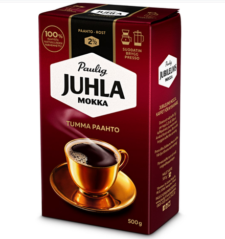 Кофе молотый Paulig JUHLA Mokka Tumma Paahto 500 гр., 100% арабика темной обжарки