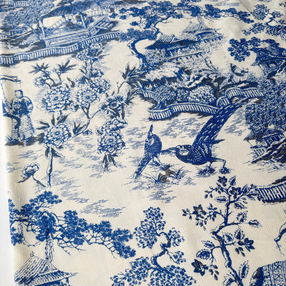 Микровельвет 100% хлопок Китайская церемония (синий)