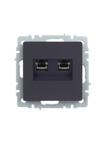 BRITE Розетка компьютерная двойная RJ45 кат.5E РК10-2-БрГ графит IEK
