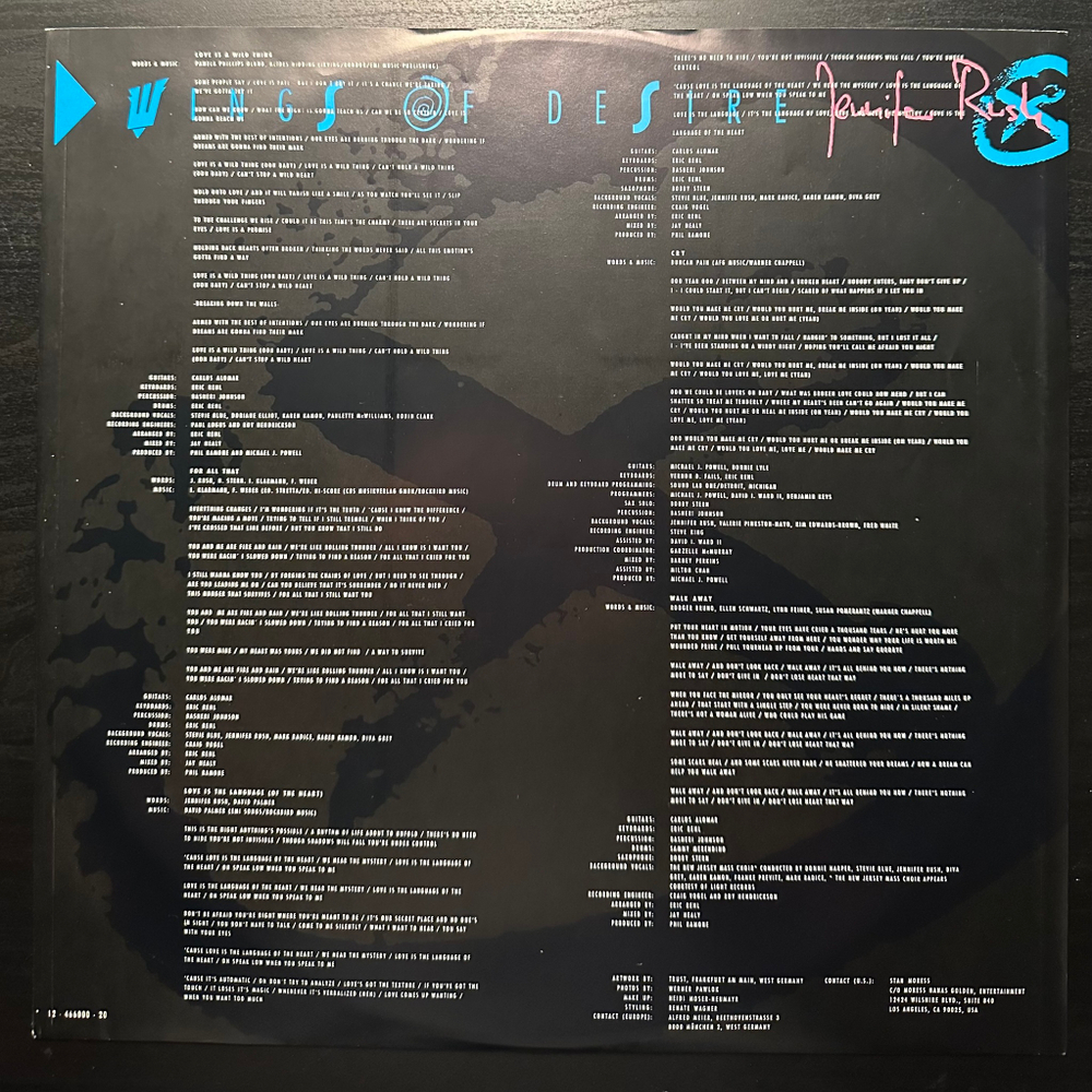 Jennifer Rush - Wings Of Desire (Голландия 1989г.)