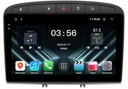 Магнитола для Peugeot 308 2007-2014, 408 2012-2022 - FarCar DX083M монитор 9.5" IPS на Android 13, 4+64Гб, CarPlay