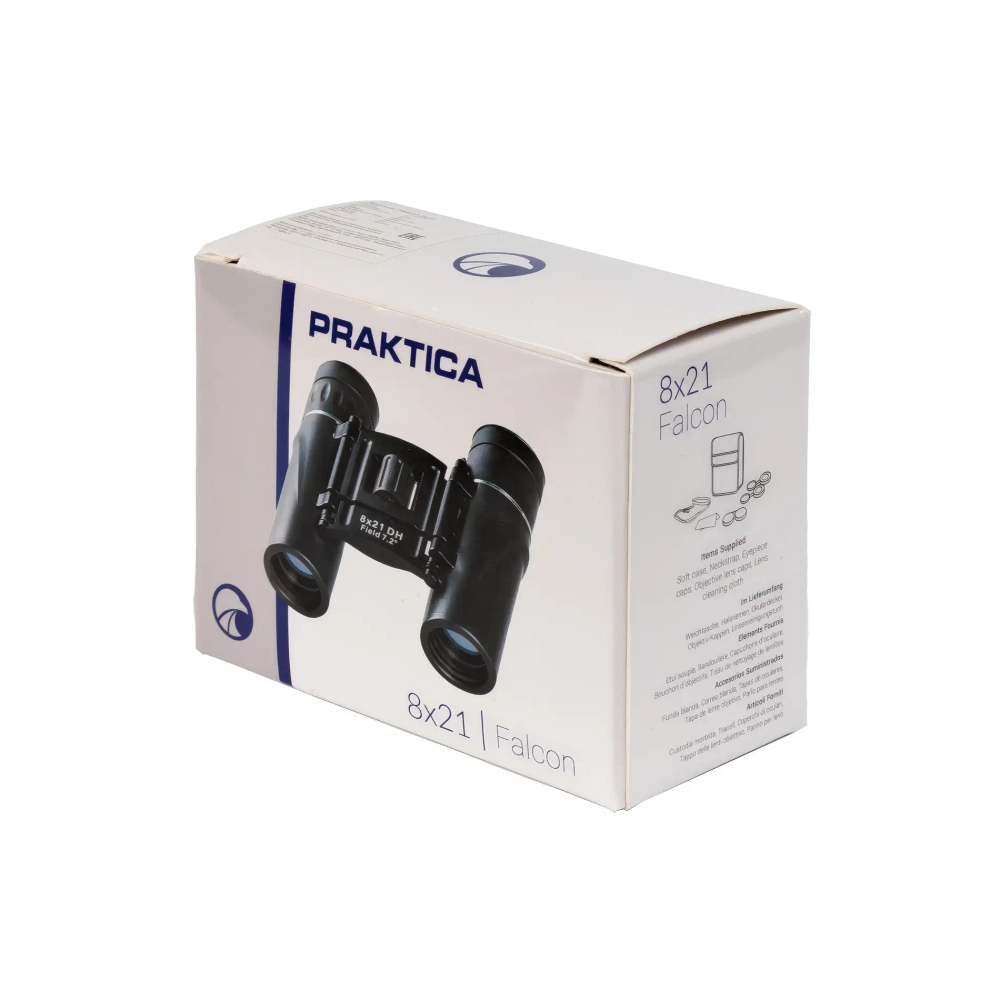Бинокль Praktica Falcon 8x21 Black в коробке, вид под углом