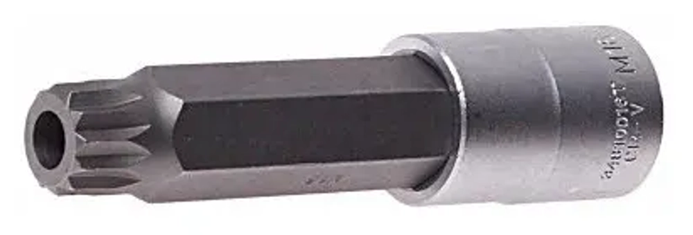 Головка-бита SPLINE 12-лучевая M16 1/2" (L-100мм) с отверстием ROCKFORCE RF-34810016T