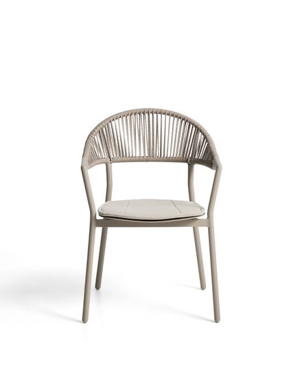 Уличный стул Alimia из бежевого алюминия с бежевой веревкой