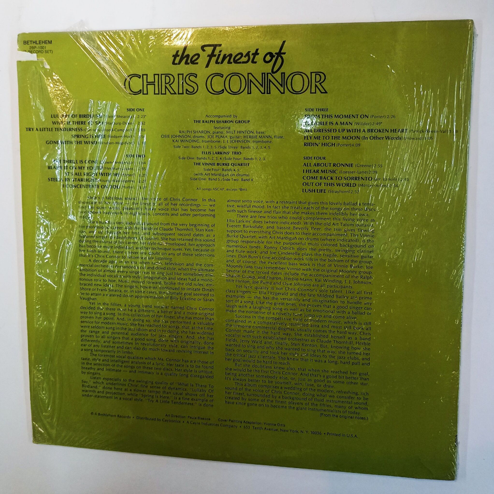 Винтажная виниловая пластинка Chris Connor The Finest Of Chris Connor (USA 1975)