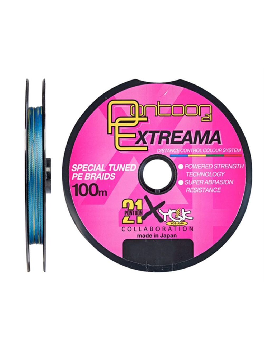 Плетеный шнур для рыбалки Pontoon21 Extreama 0,37мм (разноцветный), размотка - 1 шт 100м, разрывная нагрузка(кг) 27,2, нитей 4