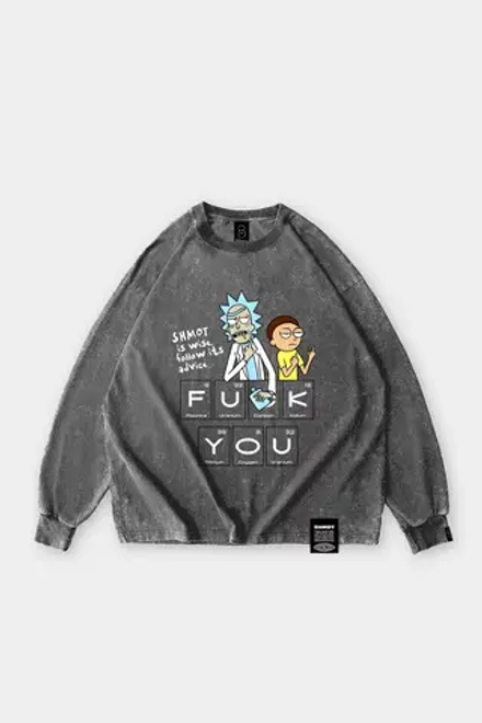 Лонгслив SHMOT "RICK & MORTI" GARMENT DYE Серый