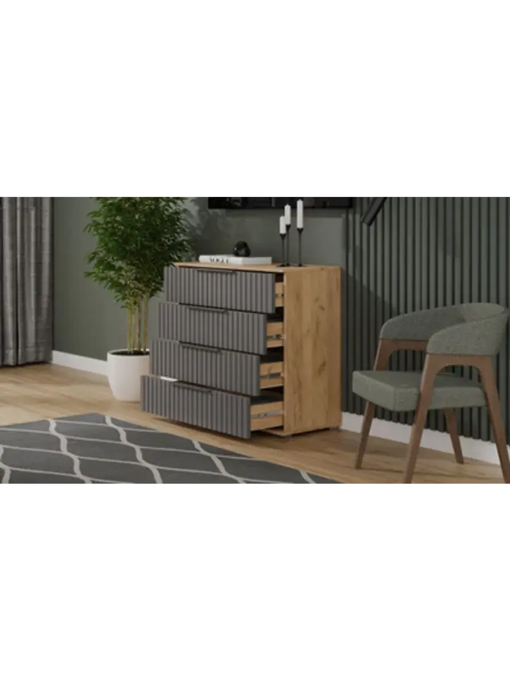 Комод для одежды Графит матовый 4 ящика 92х41х84 см