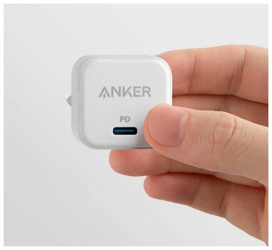 Адаптер питания Anker PPort III Cube 20W B2149 с кабелем USB-C - lightning белого цвета