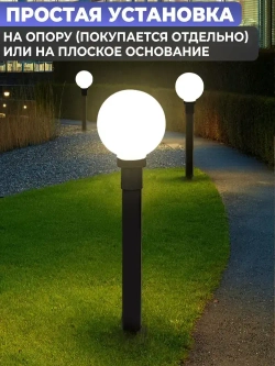 Светильник уличный НТУ садовый Шар белый. Фонарь на столб D200mm. Е27. IP54