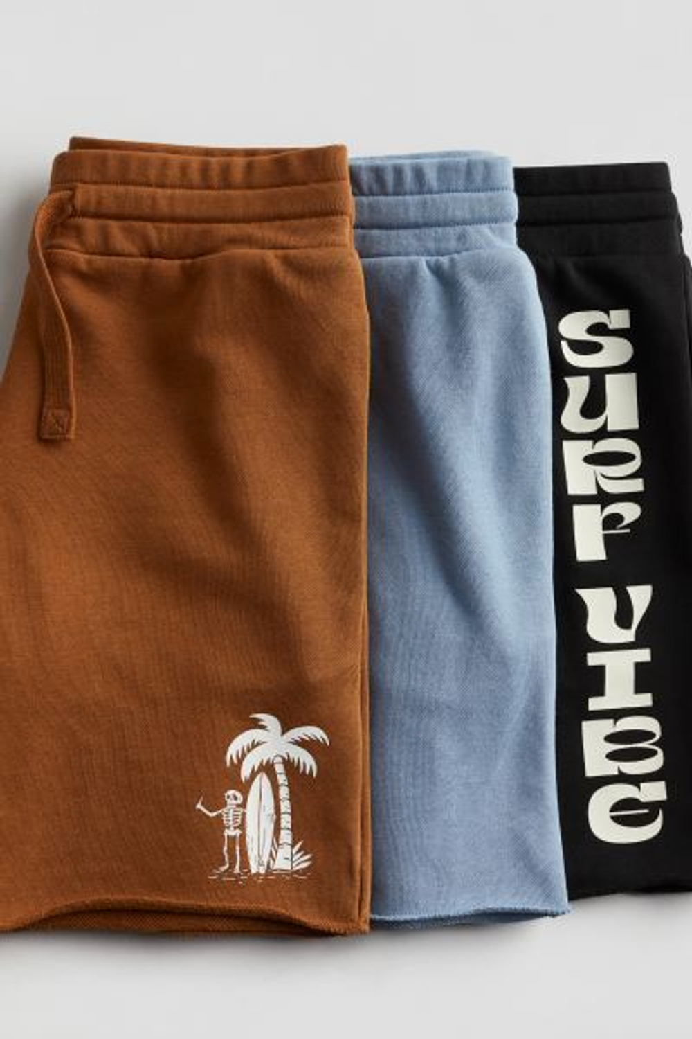 H&M Набор из трёх шорт с необработанными краями, коричневый